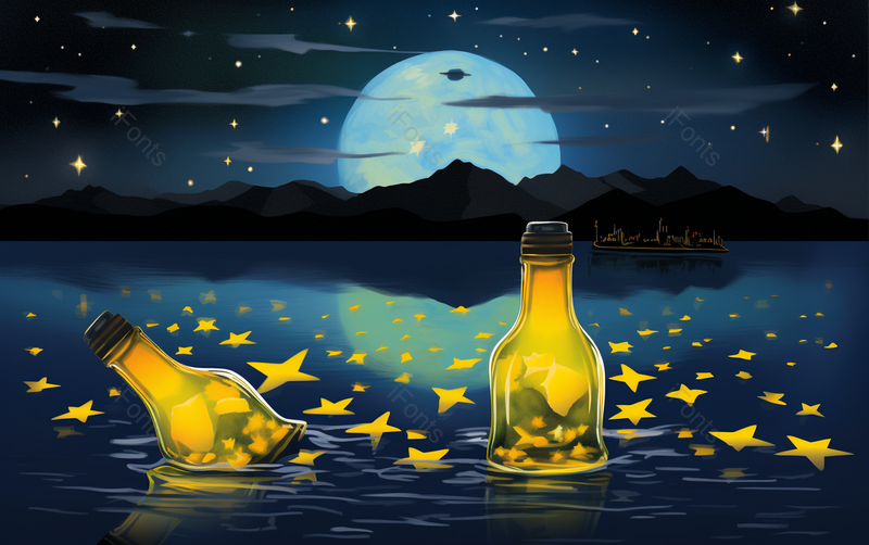 星星漂流瓶,插画/手绘图,插画/手绘图库,插画/手绘图下载,插画/手绘